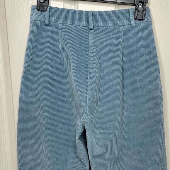 Le Streghe High Waist Wide Leg Corduroy Cropped Pants (Light Blue) - Small - Picture 9 of 12